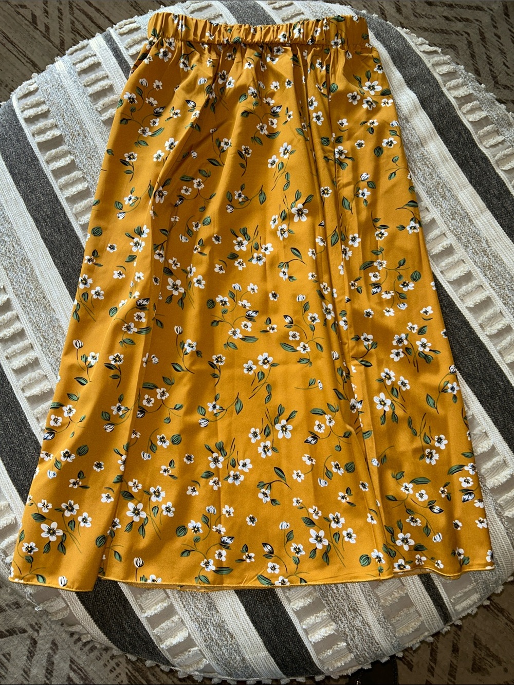 SHEIN Mustard Floral A-Line Midi Skirt